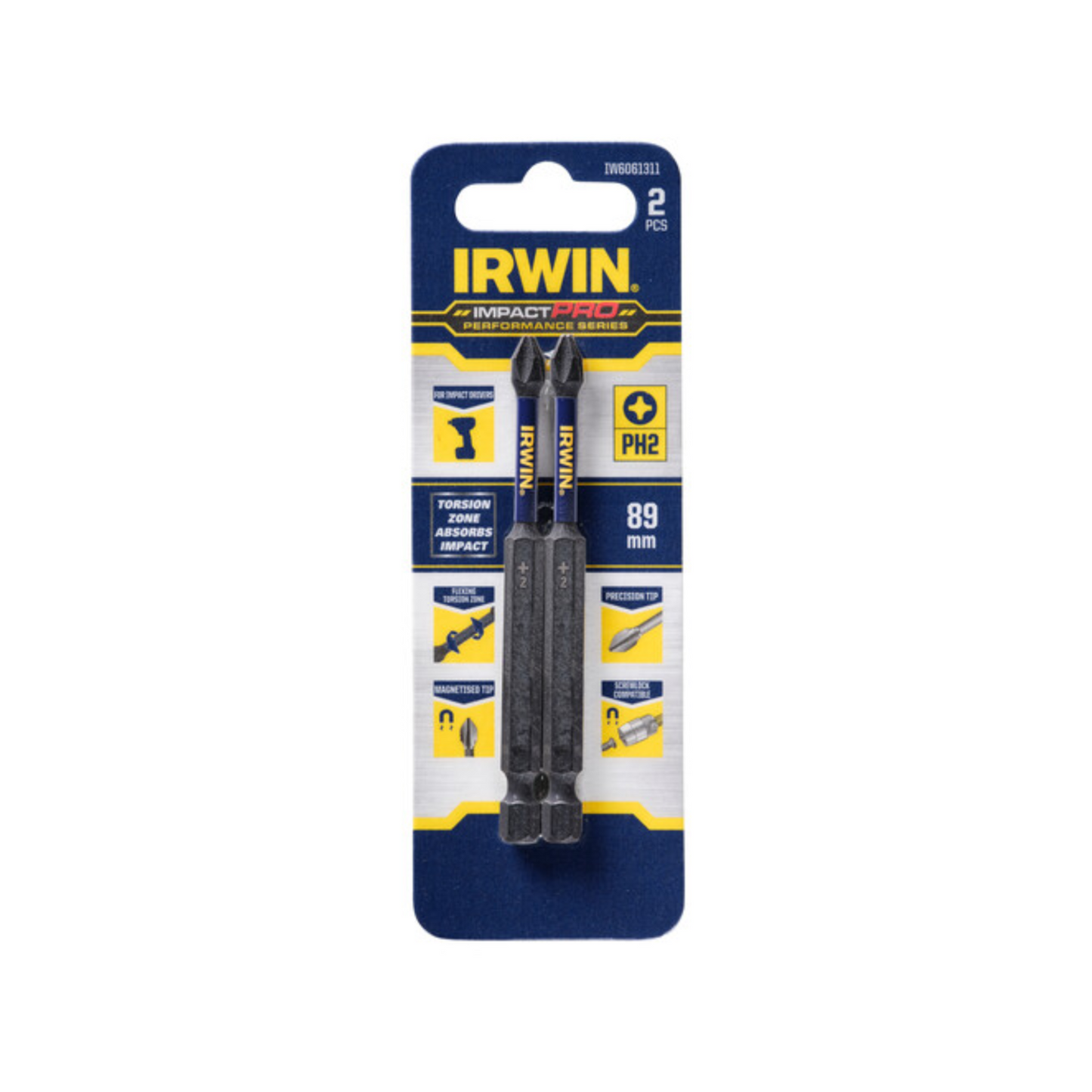 Irwin Impact Pro Performance Bits 89mm PH2 2 Pack