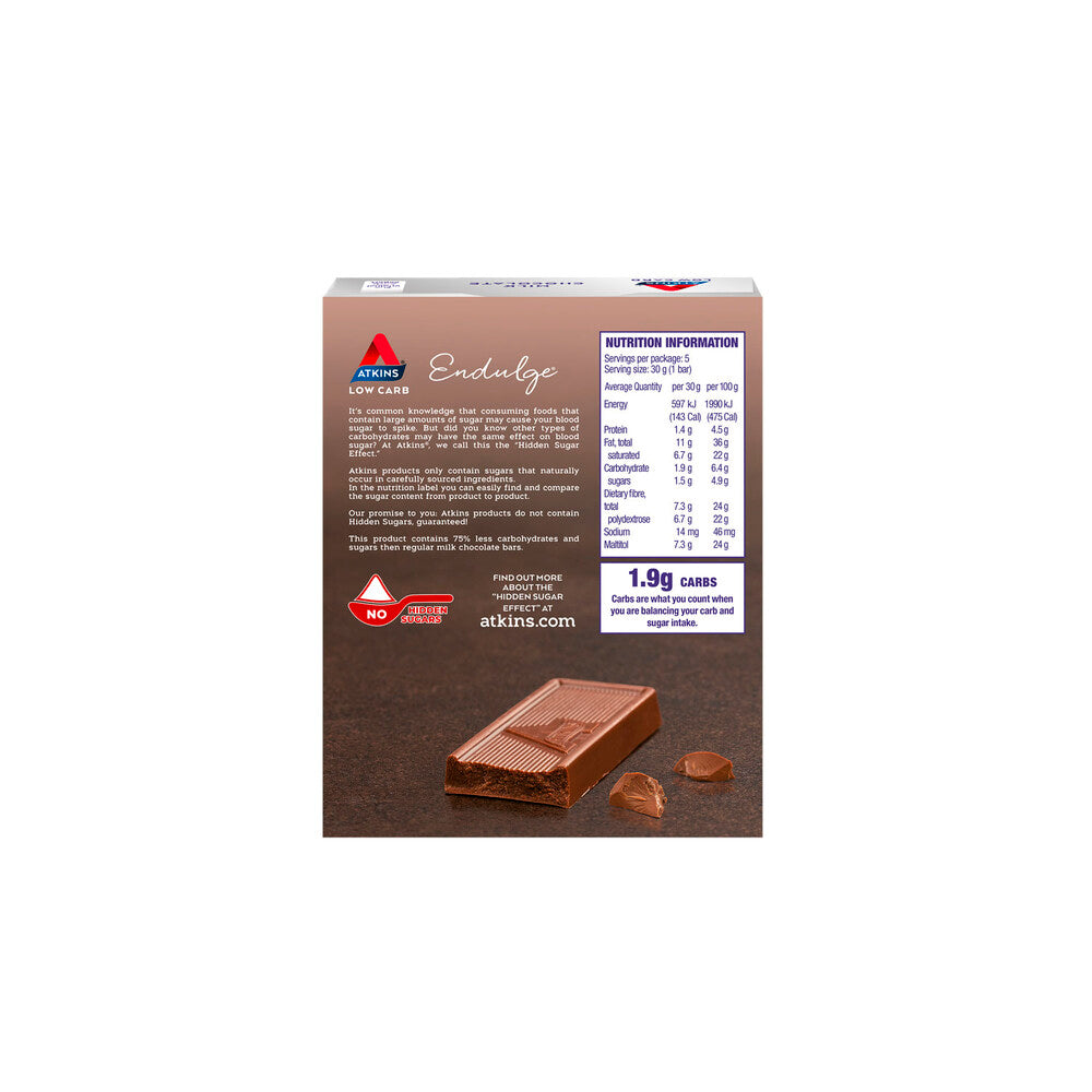 Atkins Low Carb Endulge Bar Milk Chocolate 5x30g - 150g