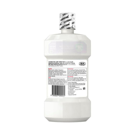 Listerine Bright White Multi Action Whitening Mouthwash Lemon Flavour & Salt - 500mL