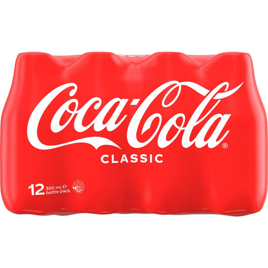 Coca-cola Classic Soft Drink Mini Bottles 300ml X 12 Pack