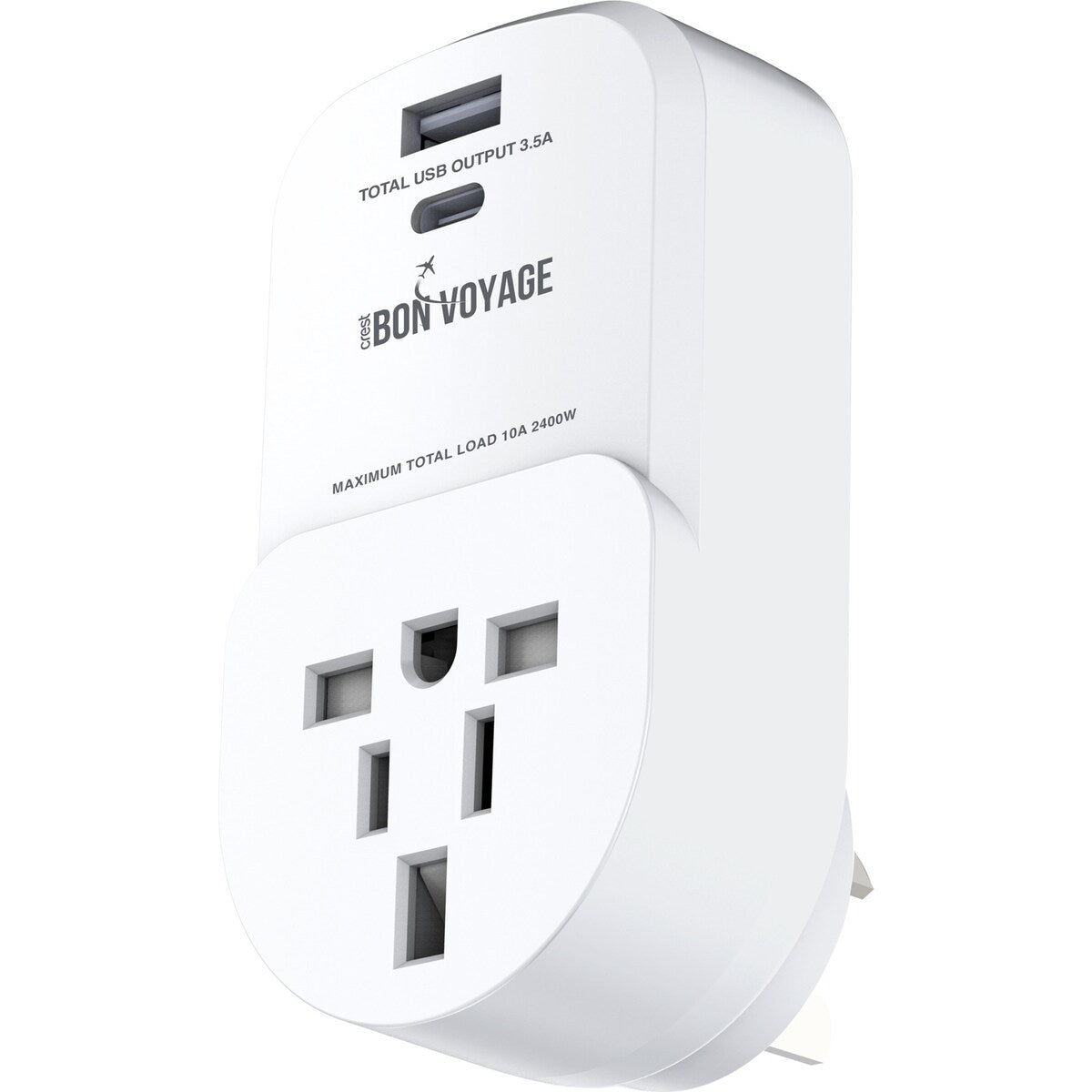 Crest Inbound Adaptor USA UK SGP Dual USB 3.5A Fast Charge each