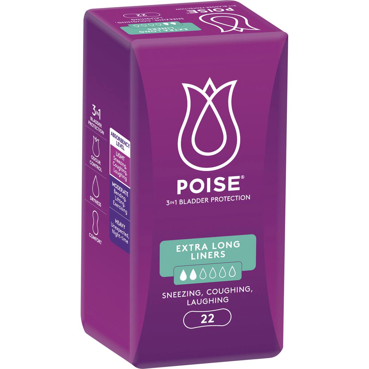 Poise Incontinence Liners Extra Long 22 Pack