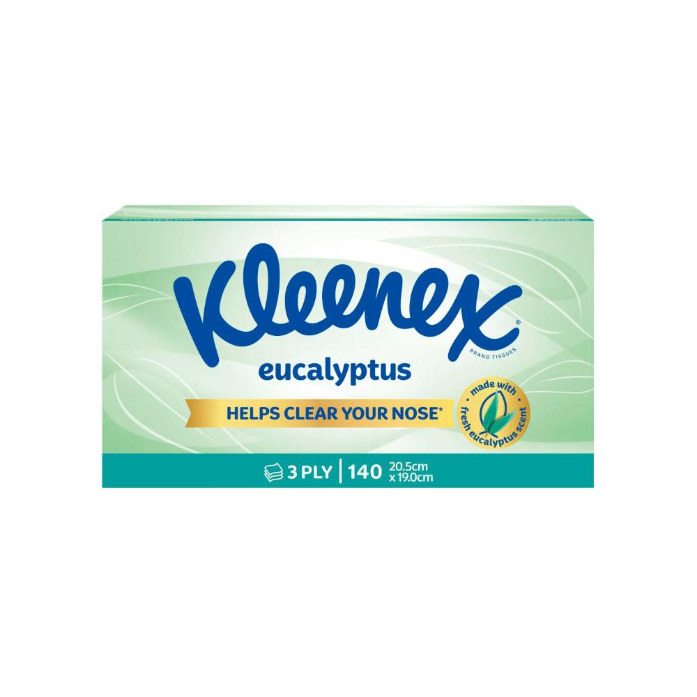 Kleenex 3ply Wellbeing Facial Tissues Eucalyptus - 140 pack