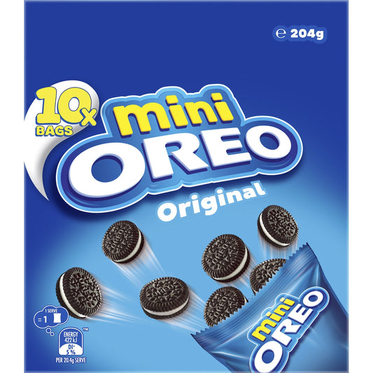 Oreo Mini Original Cookies Multipack 10 Pack Pac-man Box 204g