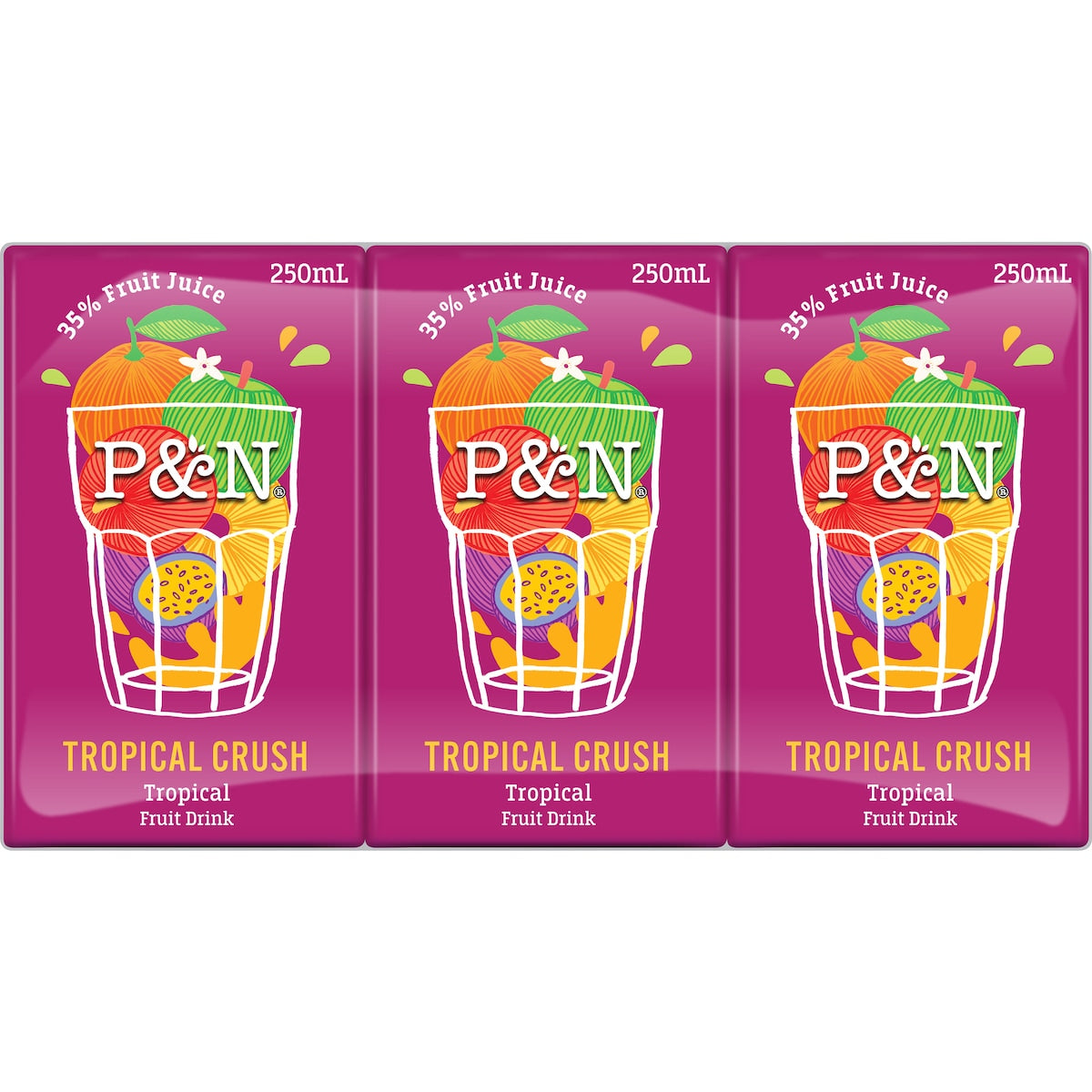 P&N Tropical Crush Fruit Drink Poppers 250mL x 6 pack