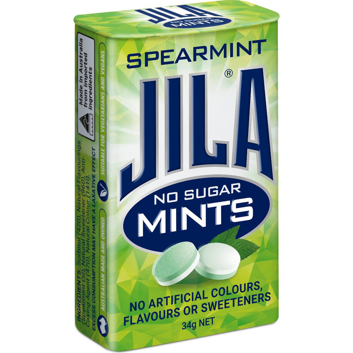 Jila No Sugar Mints Spearmint 34g
