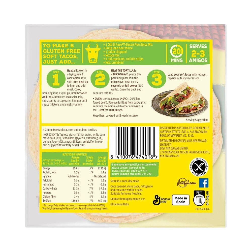 Old El Paso Gluten Free Tortillas - 216g