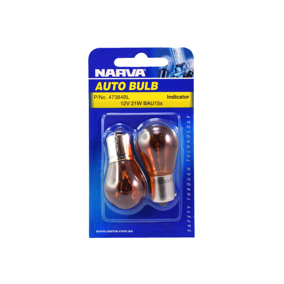 Narva Stop Tail Indicator Globe - 12V 21W - Glass - Amber 2 Pack