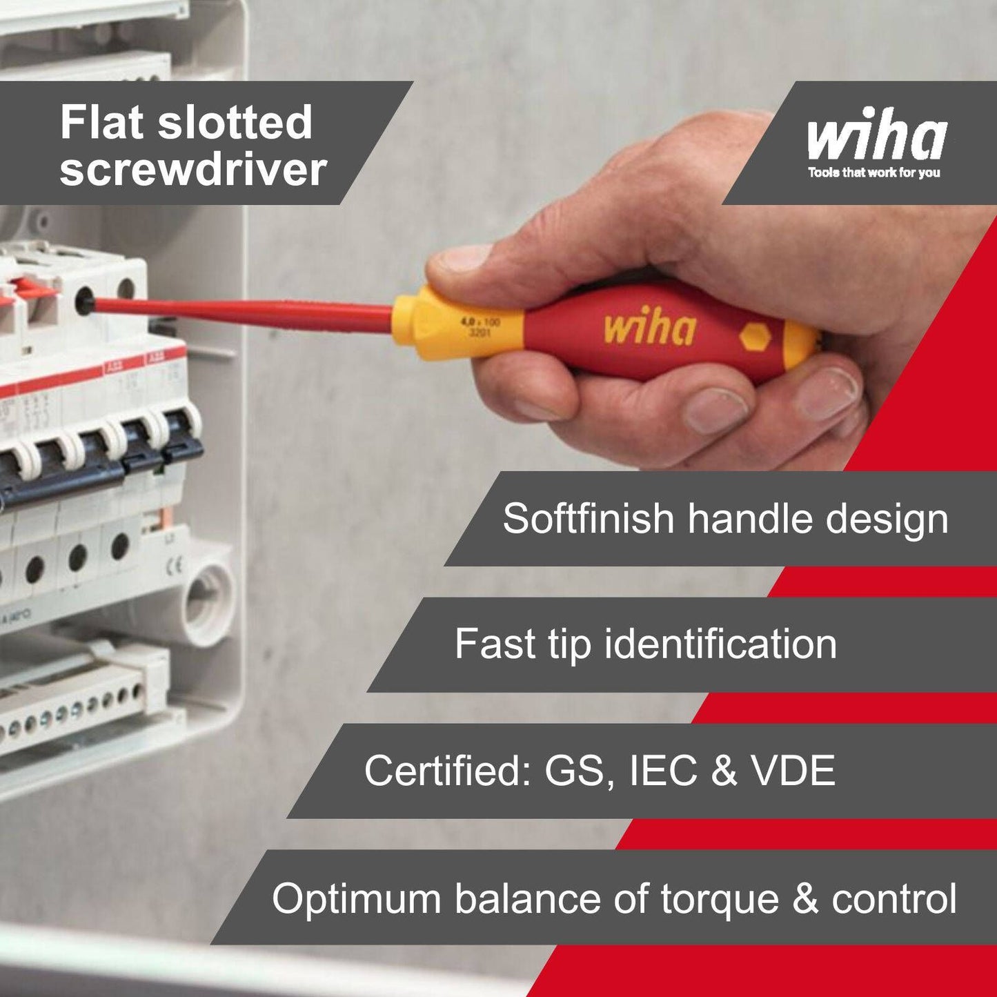 Wiha Flat Screwdriver - 3.0 x 100mm - Insulated