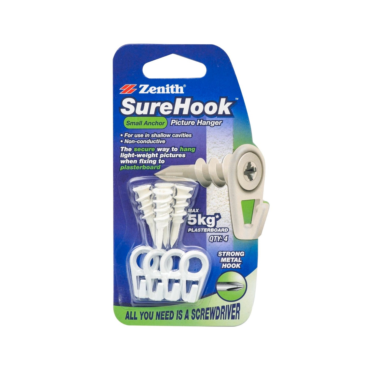 Zenith Picture Hanger - 5kg - 4 Pack