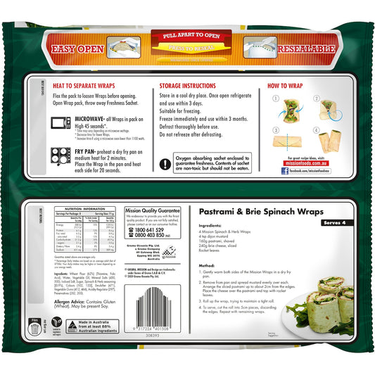 Mission Wraps Spinach & Herb 8 Pack