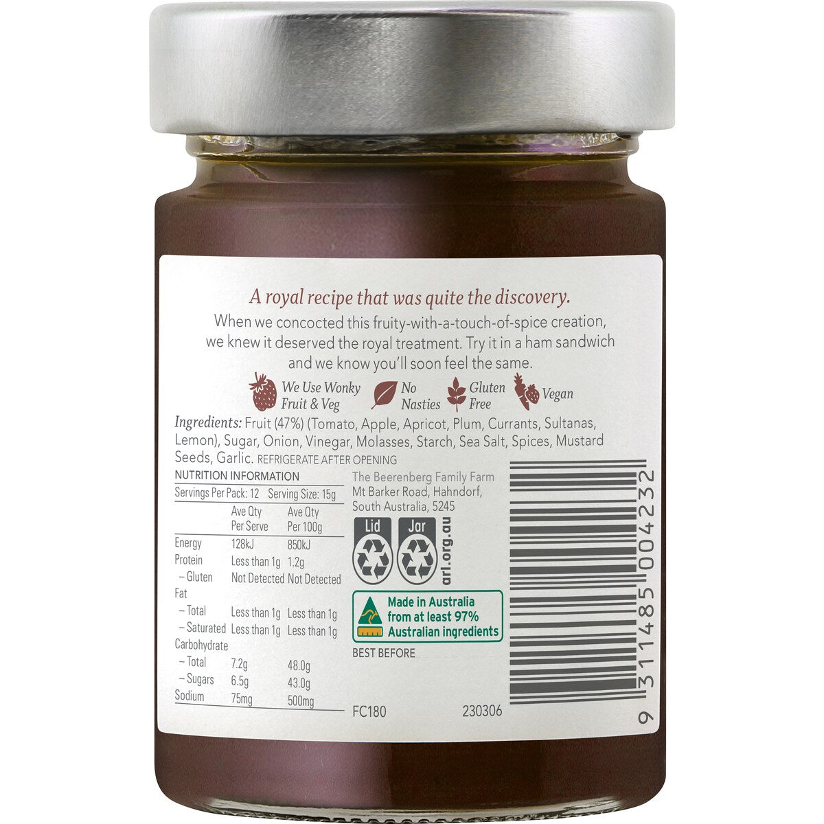 Beerenberg Australian Fruit Chutney 180g