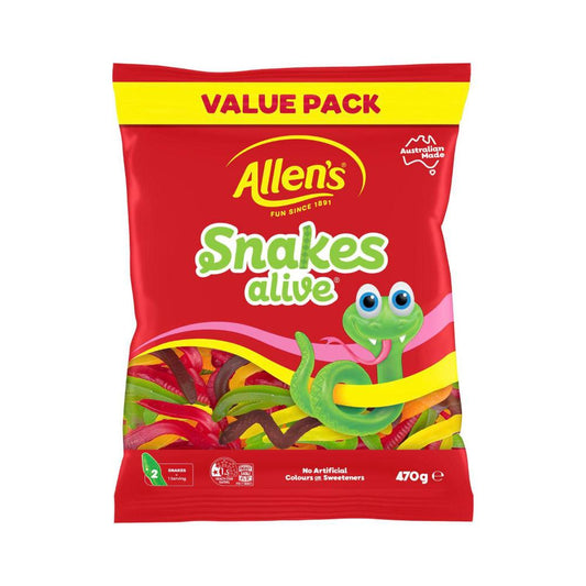 Allen's Lollies Large Value Bag Jelly:snakes Alive - 470g