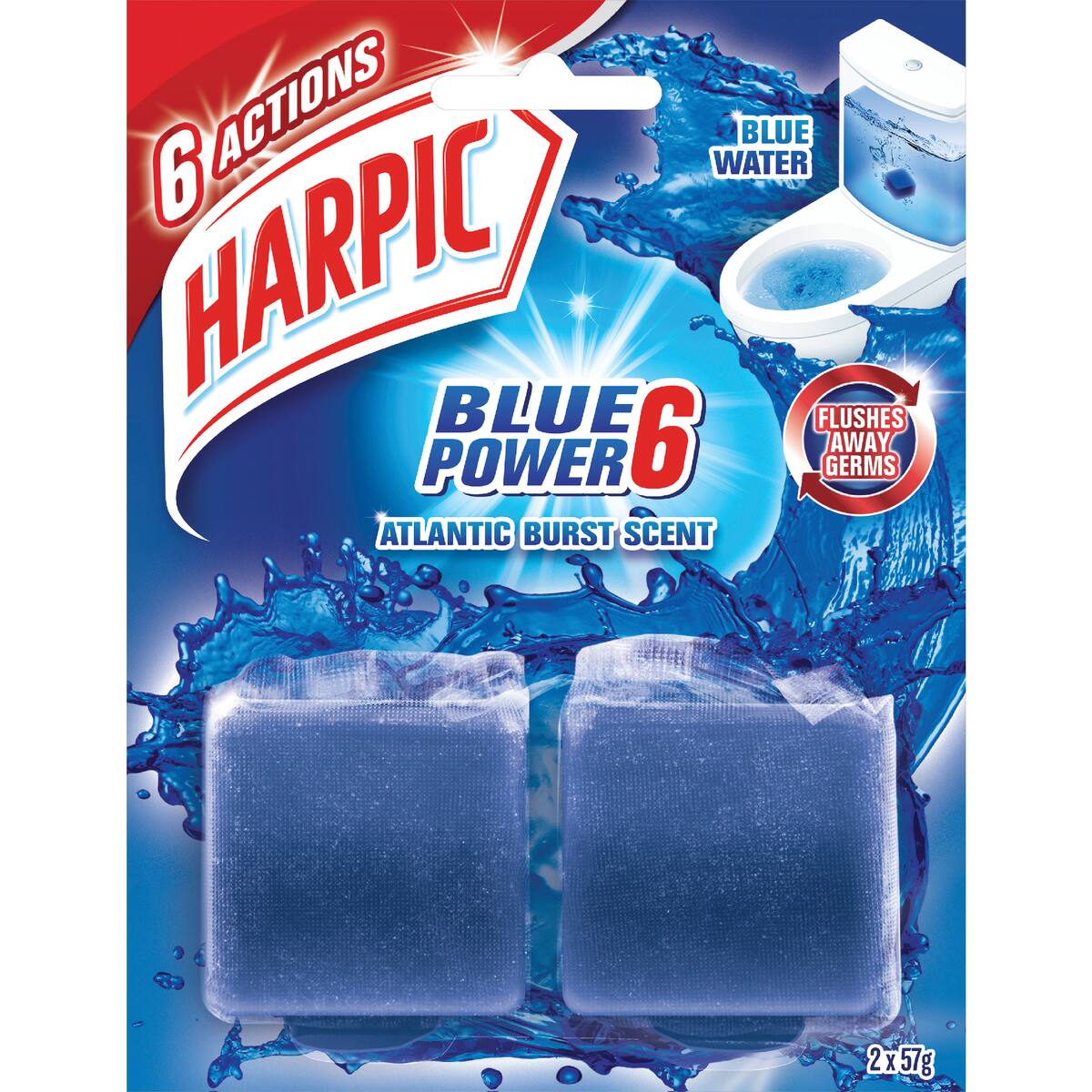 Harpic Foaming Blue Toilet Cleaner Block 114g X 2 Pack