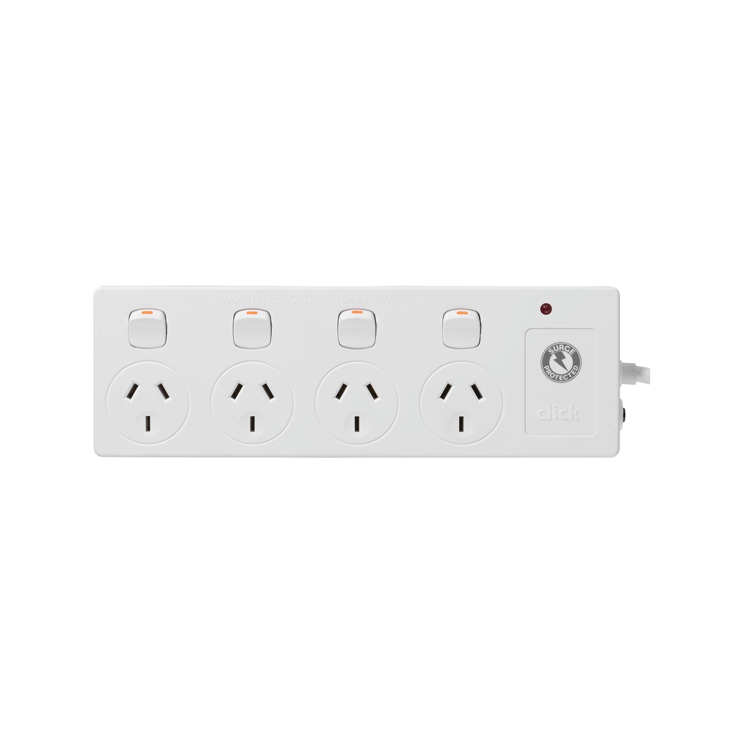 Click White 4 Outlet Switched Powerboard Surge Protect