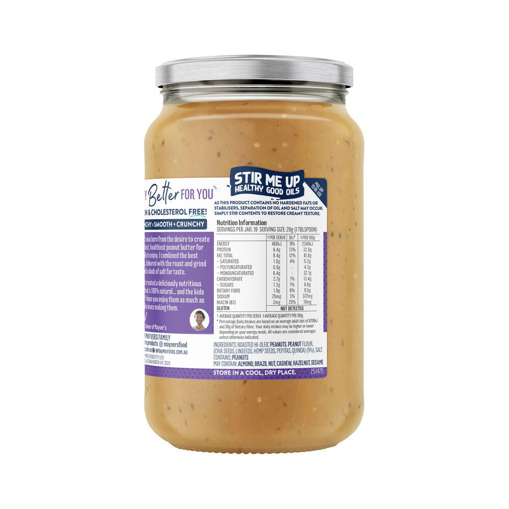 Mayvers Protein Plus Natural Peanut Butter With Five Seeds - 375g