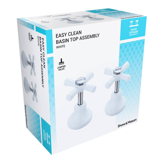 Shaw Mason White Easy Clean Basin Top Assembly - 67 x 105mm - Pair