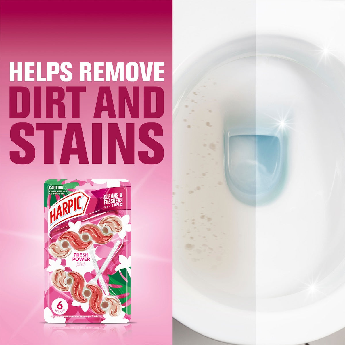 Harpic Fresh Power Rose Caged Toilet Cleaner Block 2 Pack