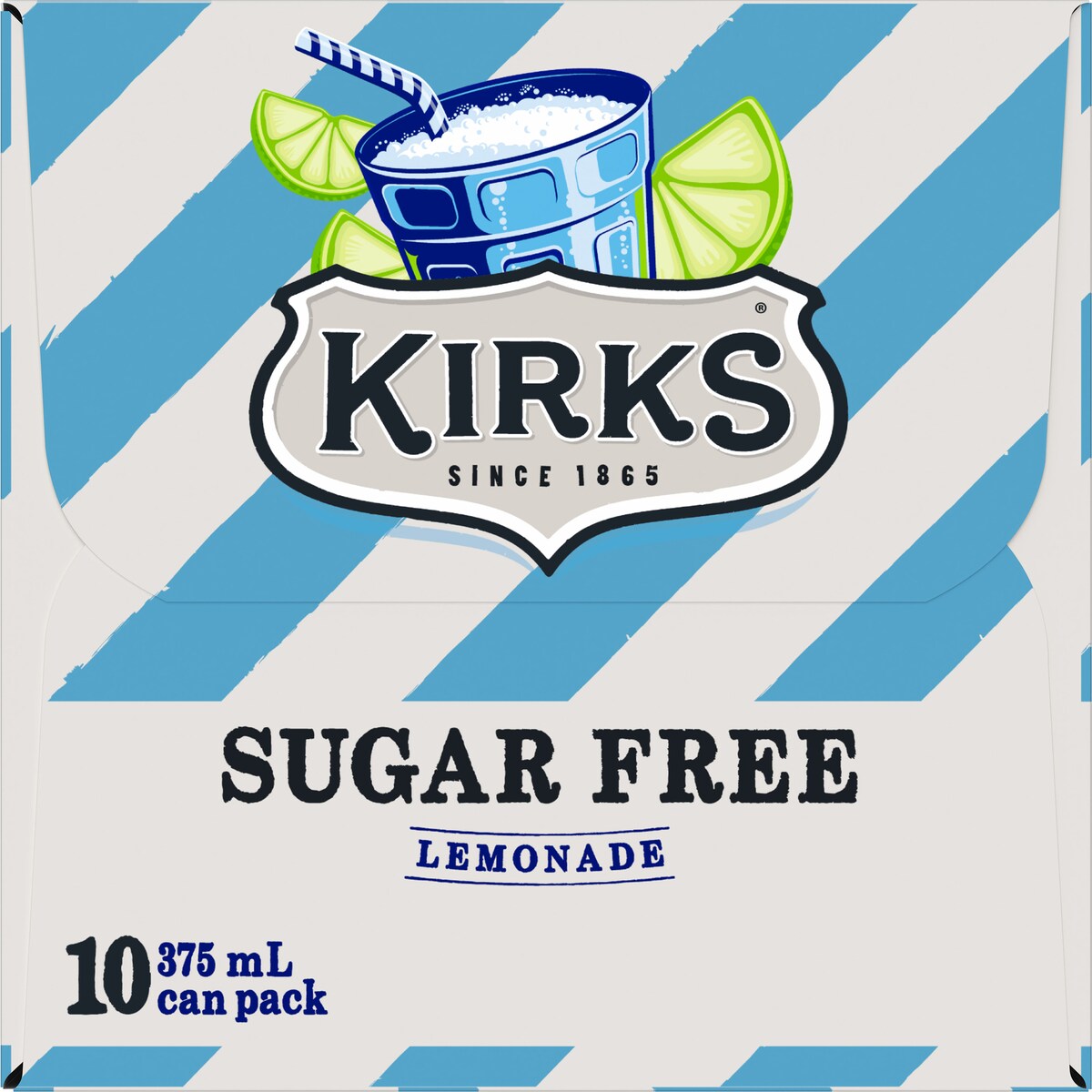 Kirks Sugar Free Lemonade Soft Drink Multipack Cans 375ml X10 Pack