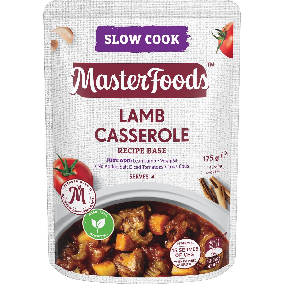 Masterfoods Lamb Casserole Slow Cook Recipe Base 175g