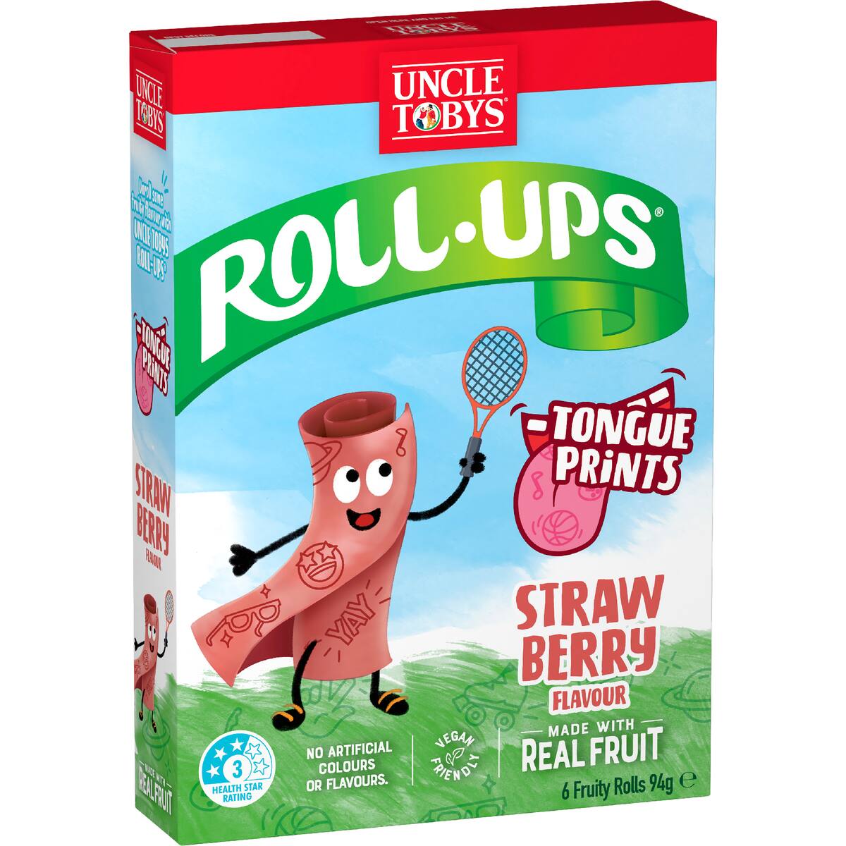 Uncle Tobys Roll Ups Strawberry Fun Prints 6 Pack