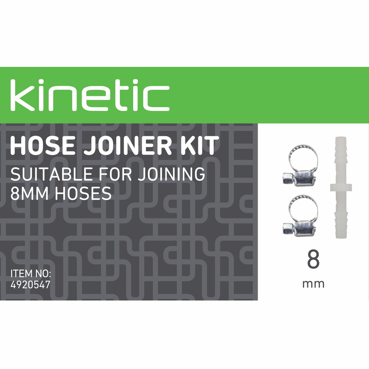 Kinetic 8mm Hose Joiner Kit - 8mm - Polypropylene Carbon Steel - Durable