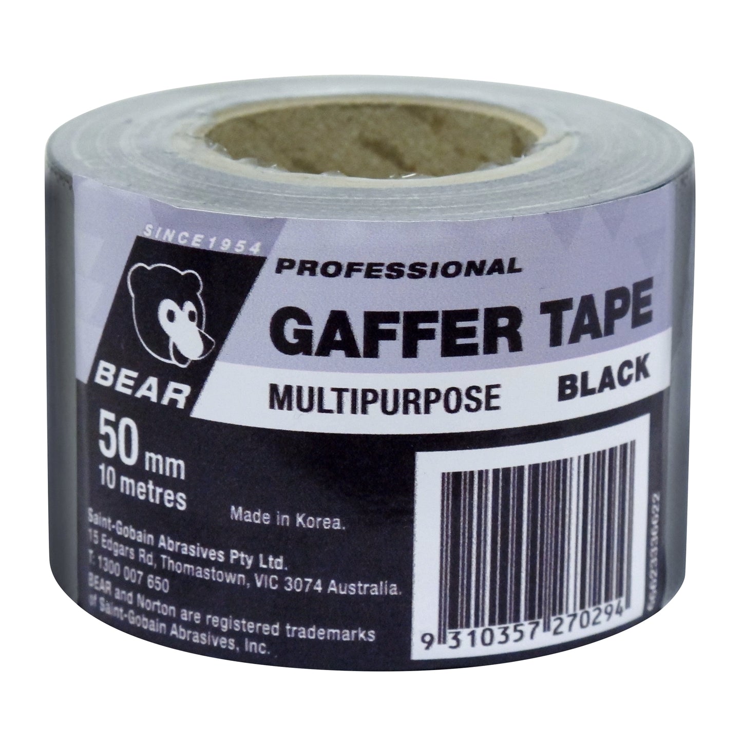 Bear 50mm x 10m Multipurpose Gaffer Tape Black