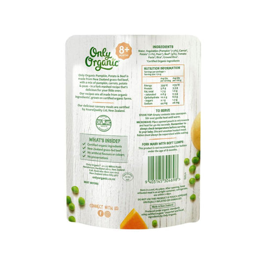 Only Organic Pumpkin Potato & Beef Baby Food 8+ Months - 170g