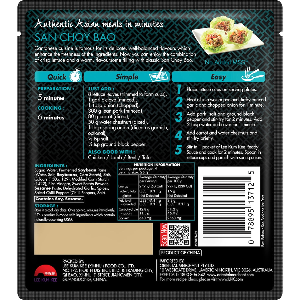 Lee Kum Kee Ready Sauce San Choy Bao 100g