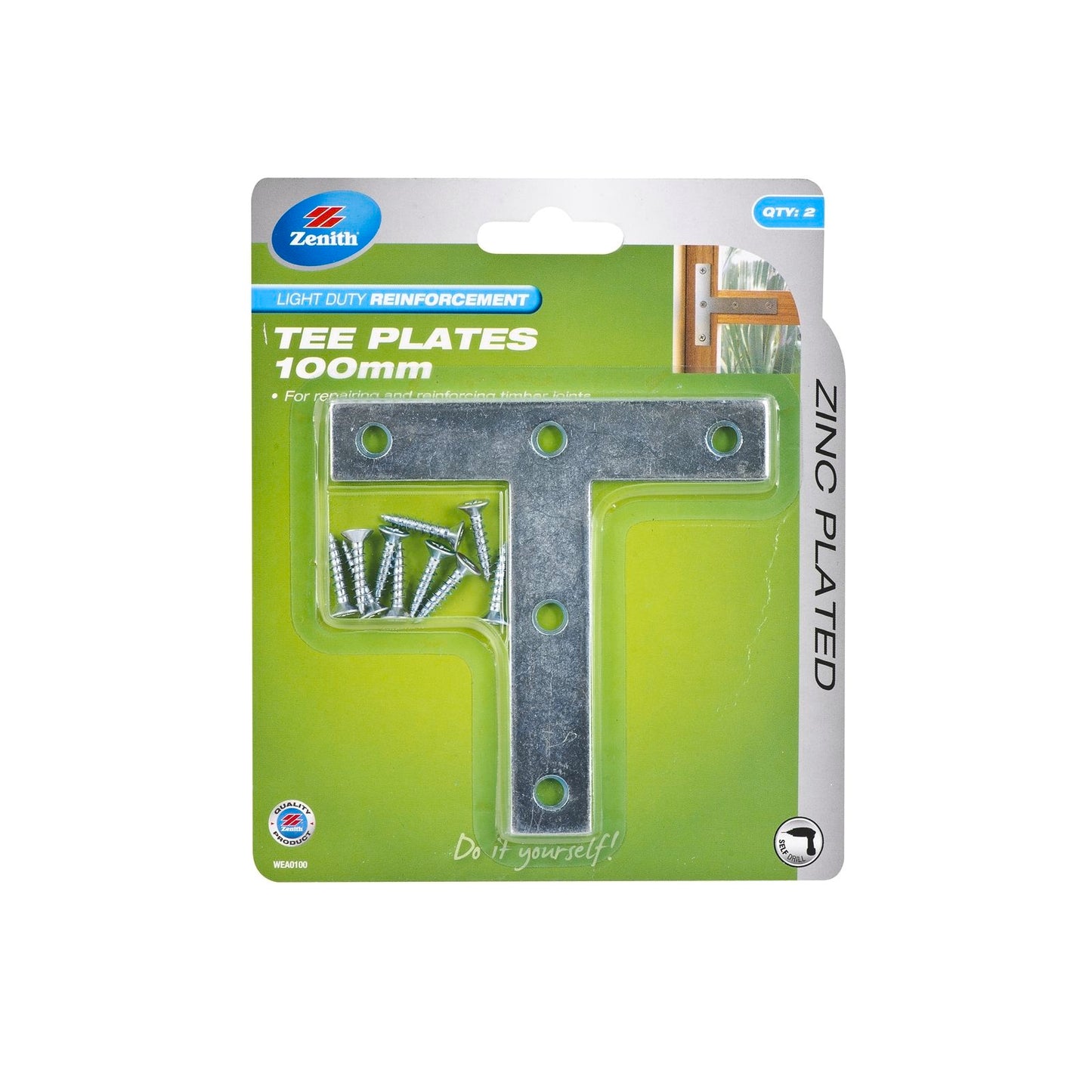 Zenith Mending Tee Plates - 100mm - 2 Pack