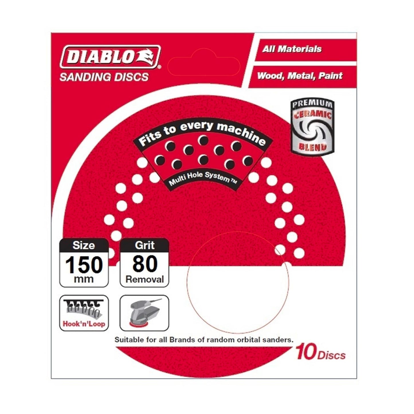 Diablo 150mm 80 Grit Sanding Discs - 10 Pack