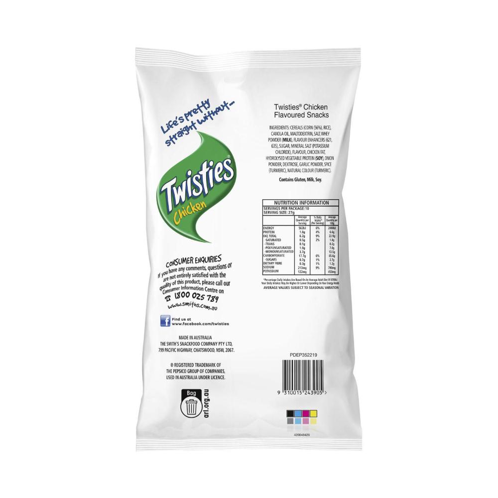 Smith's Twisties Snacks Party Bag Share Pack Chicken Cheese - 270g