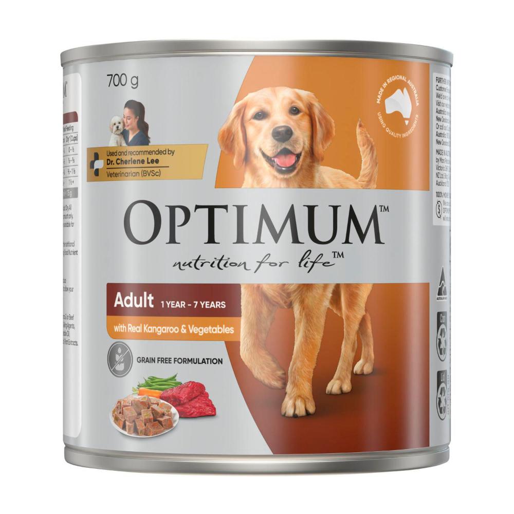 Optimum Real Kangaroo & Vegetables Adult Wet Dog Food Can - 700g