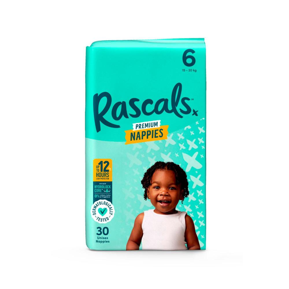 Rascals Premium Nappies Size 6 (15-20kg) - 30 Pack