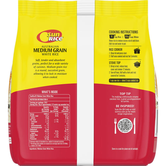 Sunrice White Rice Calrose Medium Grain 2kg