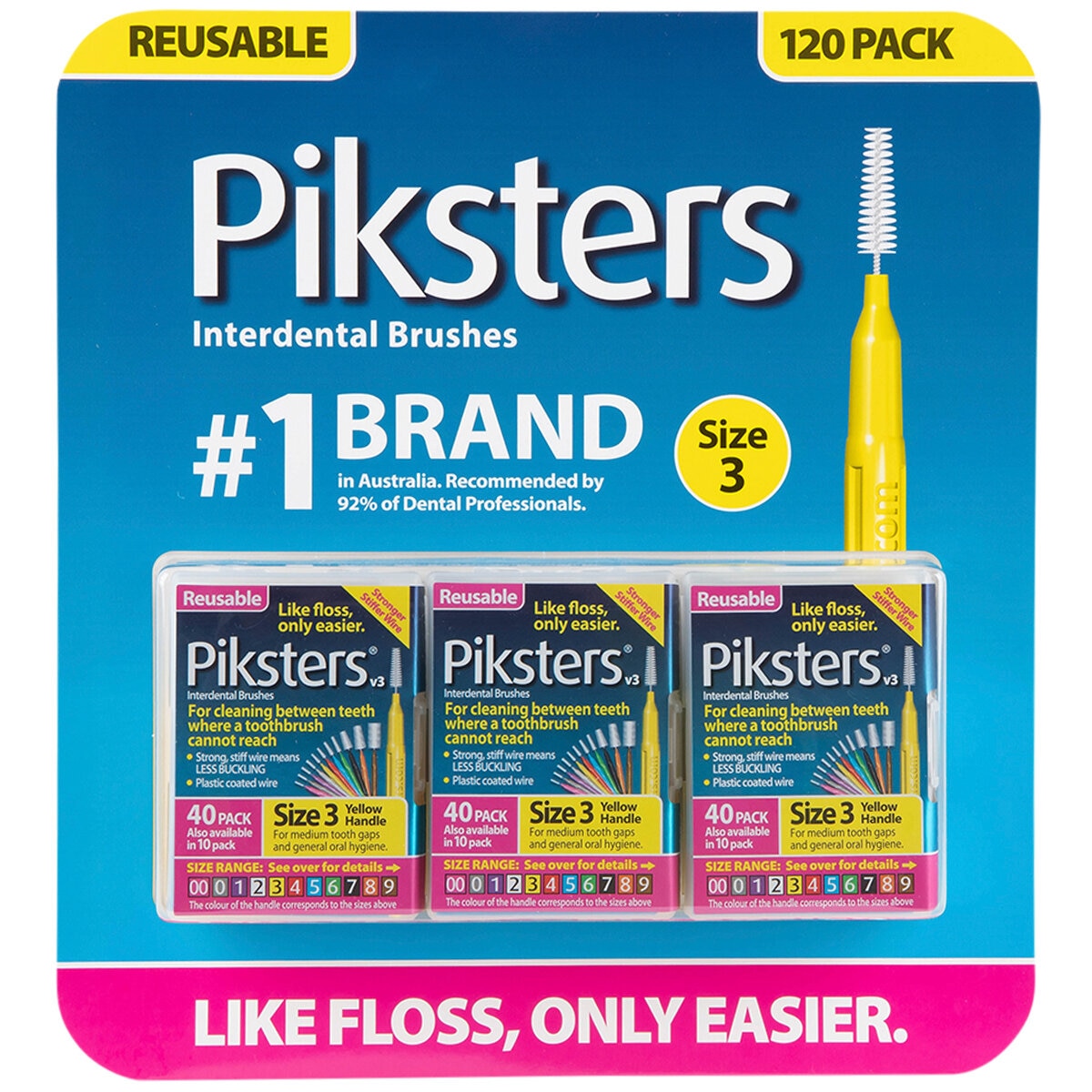 Piksters Interdental Brushes Grey Handle 120 Pack