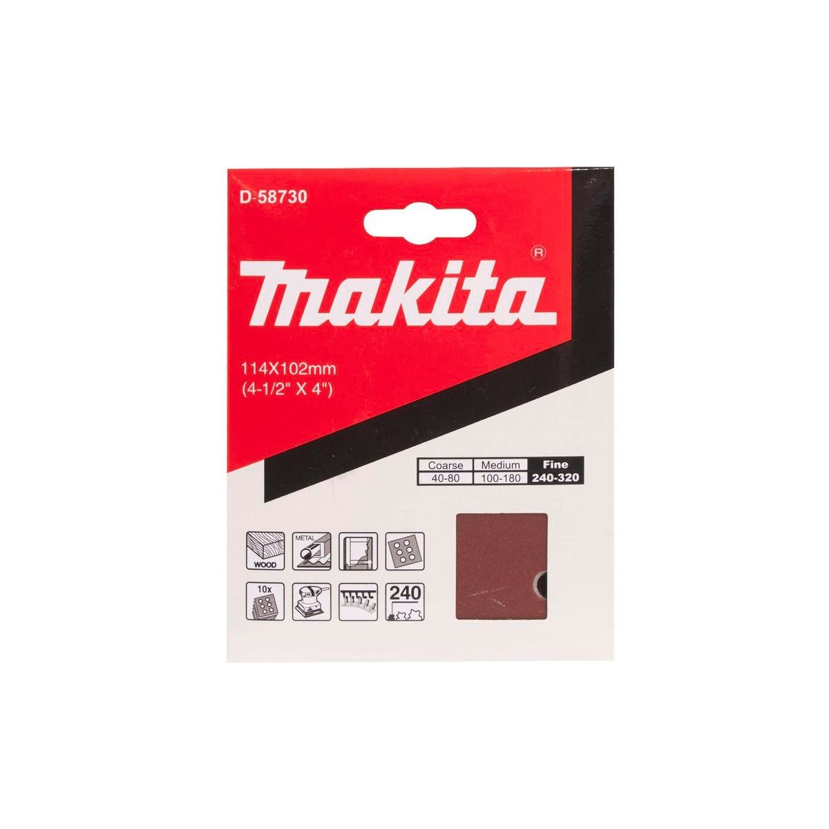 Makita P240 Wood Abrasive Sheet 10 Pack 240 Grit Aluminium Oxide