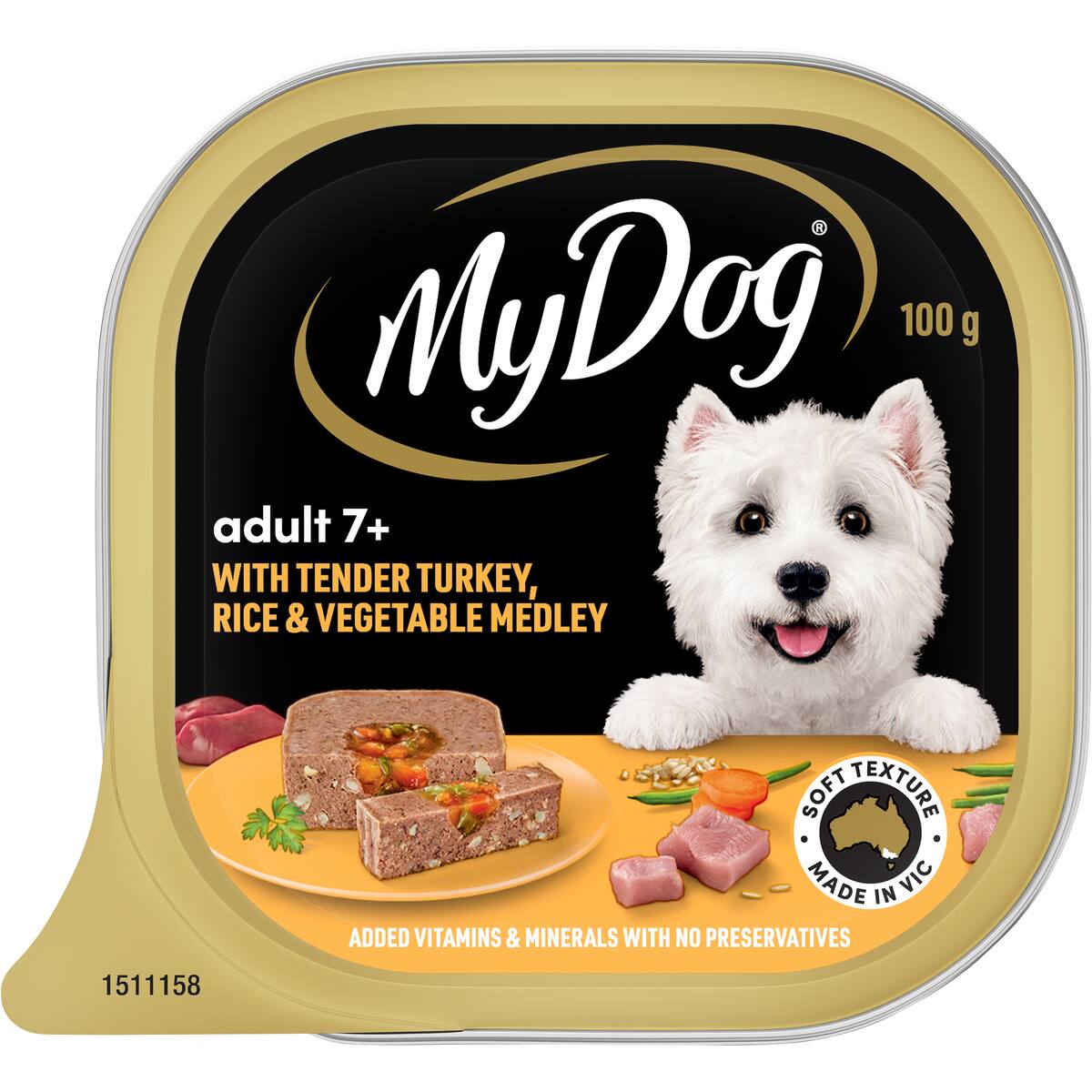 My Dog Adult 7+ Turkey & Rice With Vegetables Wet Food Tray 100g
