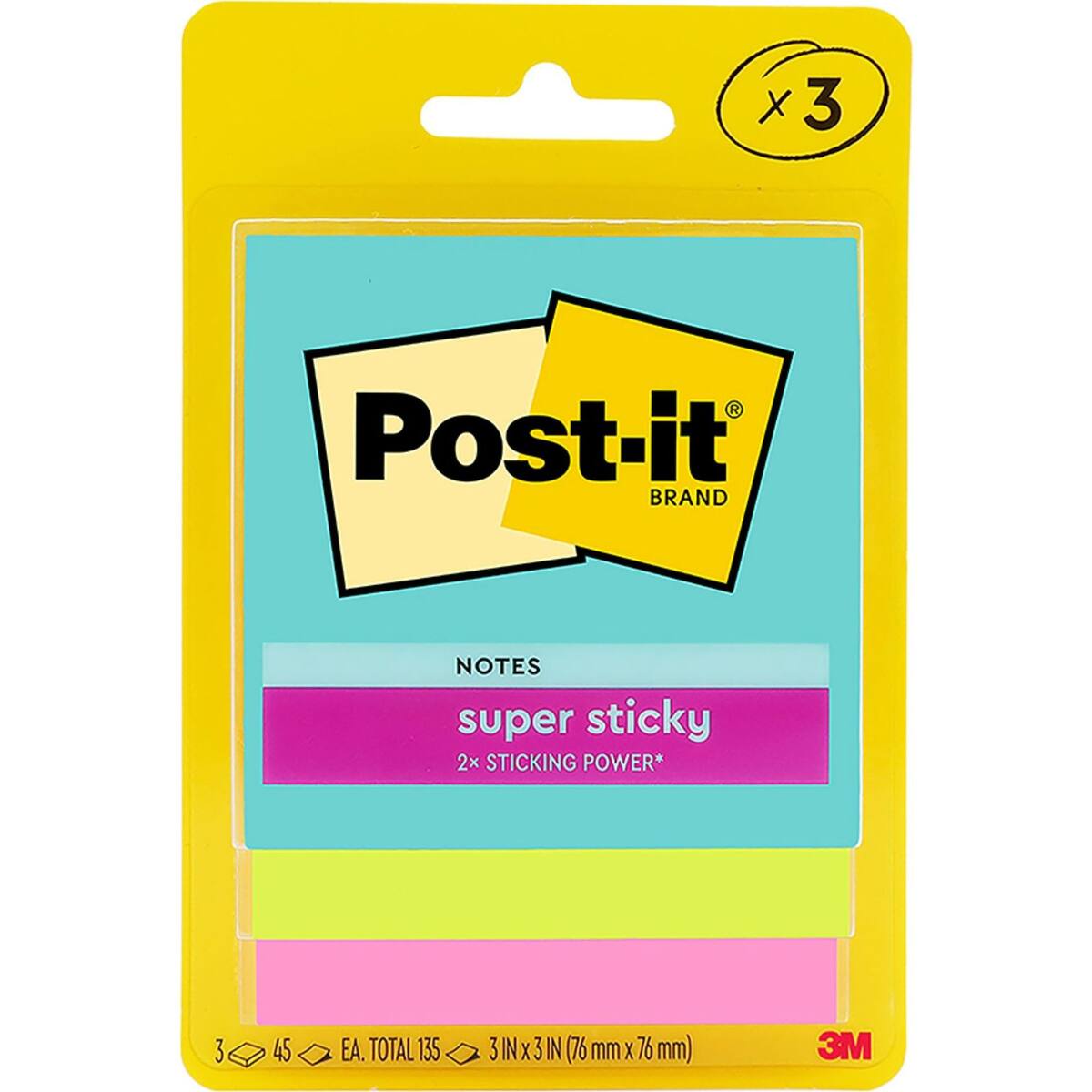 Post-it Super Sticky Jewel Pop Pad 3 Pack