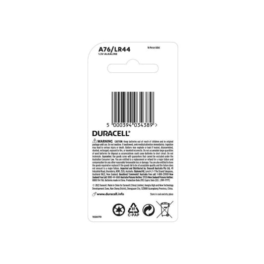 Duracell Specialty Lr44 Alkaline Batteries - 4 Pack