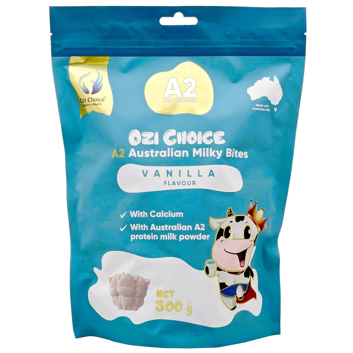 Ozi Choice A2 Milky Bites Vanilla Australian Cow-Shaped Calcium Bites 300g
