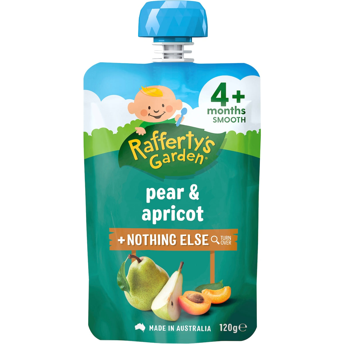 Raffertys Garden Baby Food Pouch Pear & Apricot & Nothing Else 4+ Months 120g