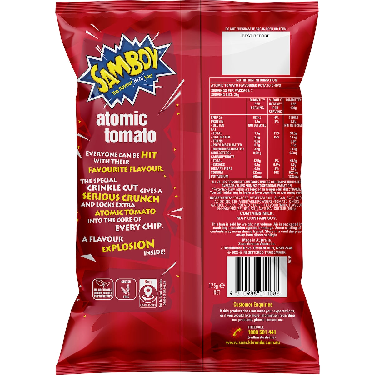 Samboy Atomic Tomato Potato Chips 175g