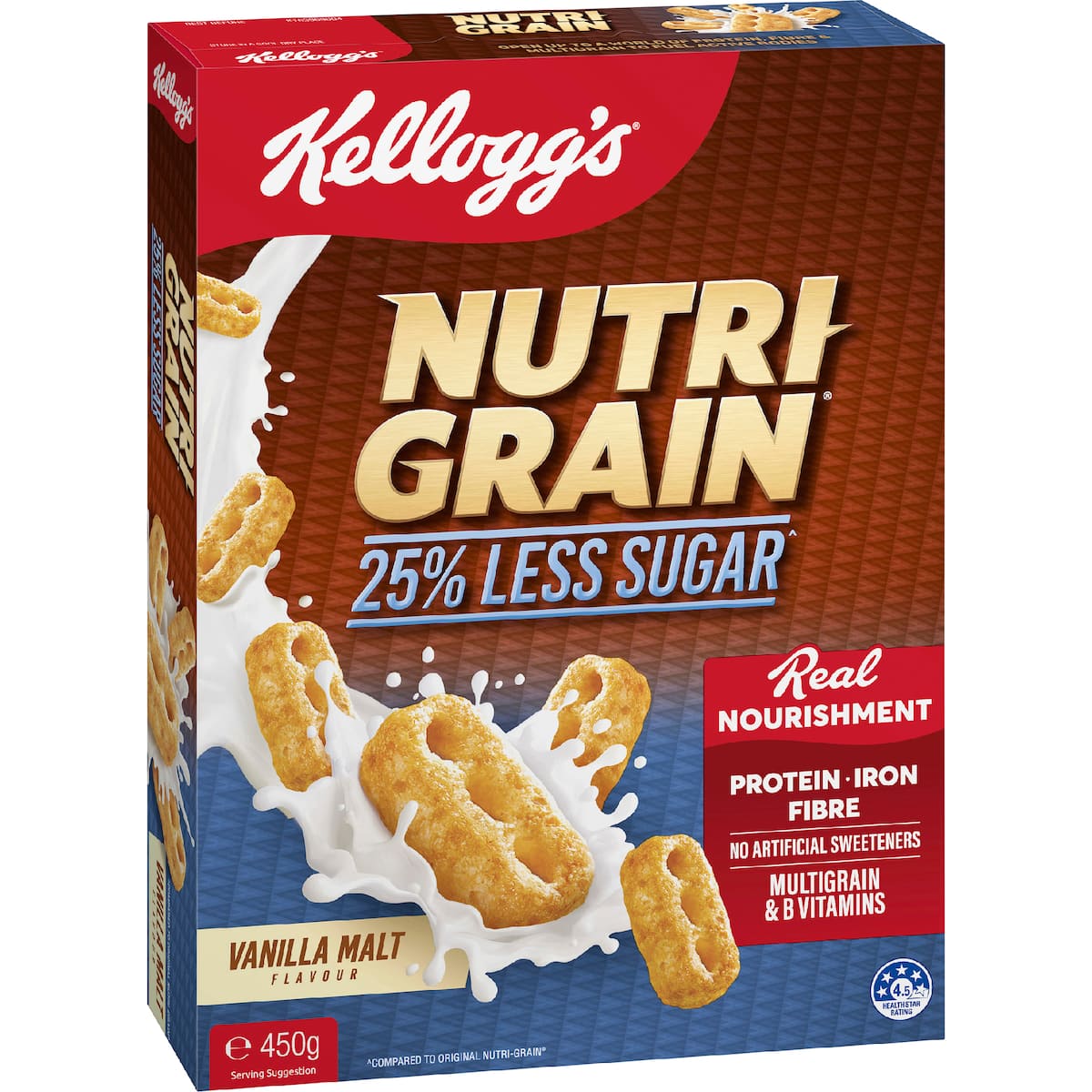 Kellogg's Nutri Grain 25% Less Sugar Vanilla Malt Flavour 450g