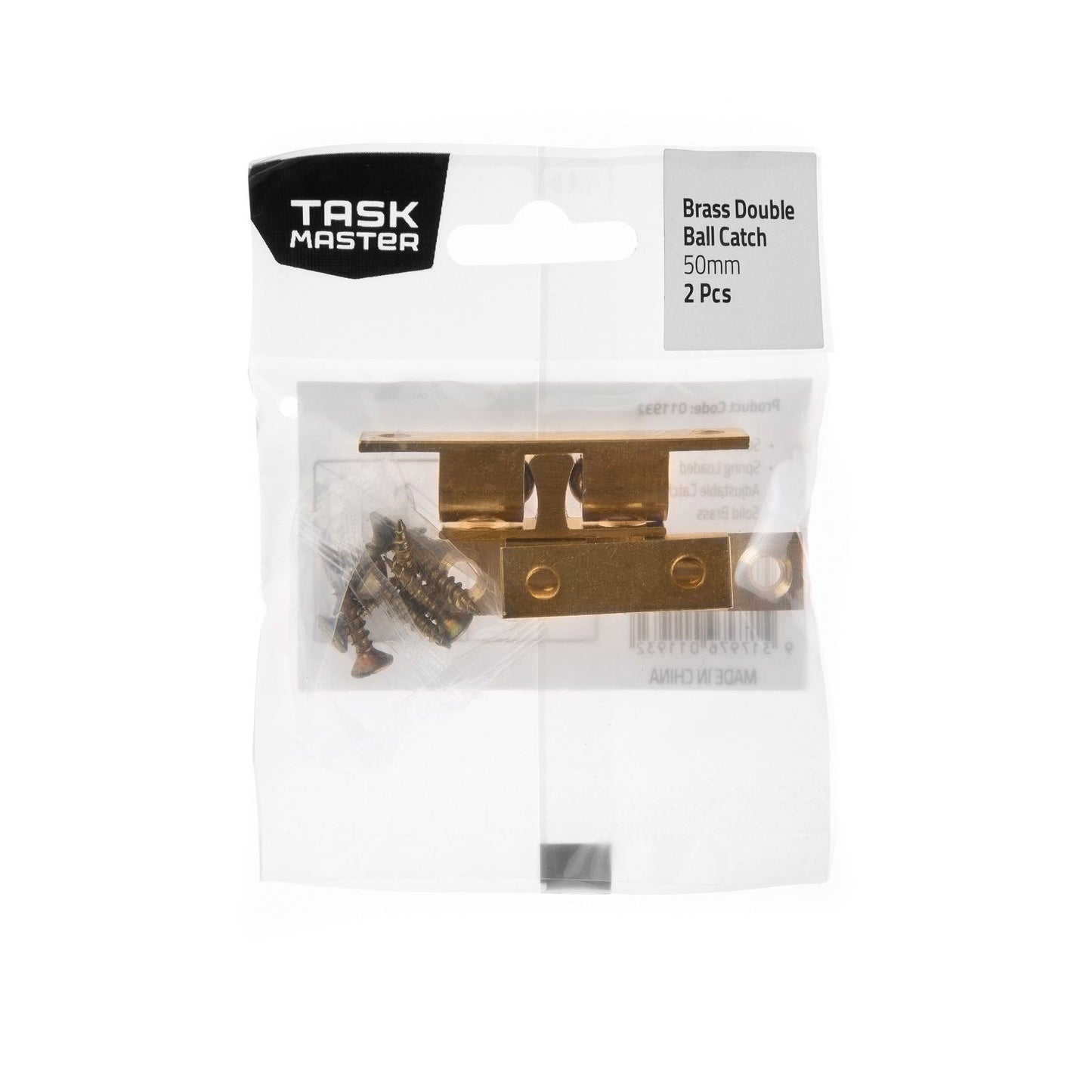 Taskmaster Double Ball Catch - 50mm - Brass - 2 Pack