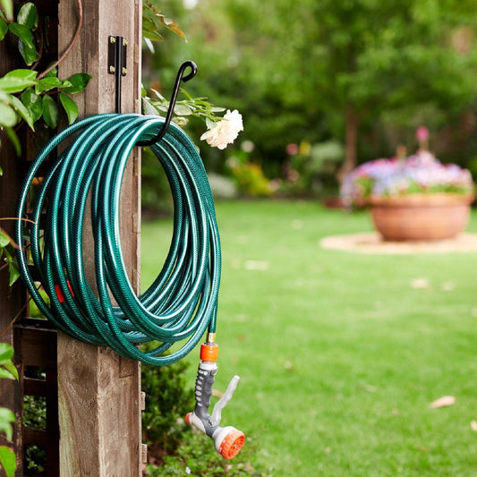 Haxbury Black Hose Hook - 30m Powder Coated Steel - Garden Storage