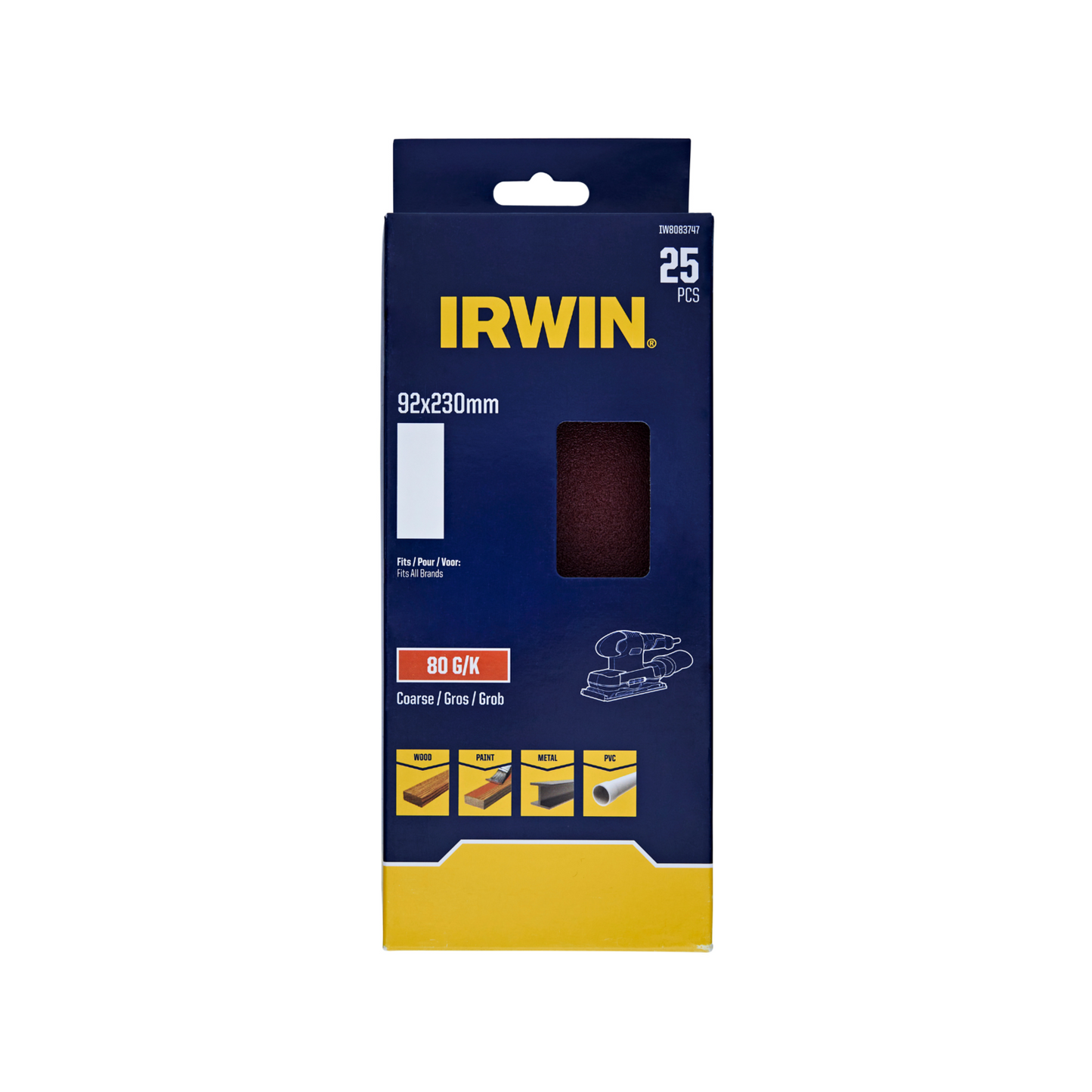 Irwin Sand Sheets - 80 Grit - 92 x 230mm - 25 Pack