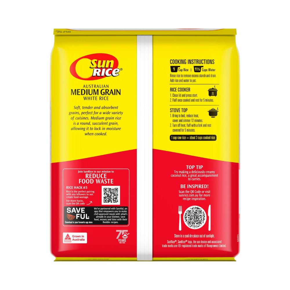 Sunrice Australian Medium Grain White Rice - 2kg