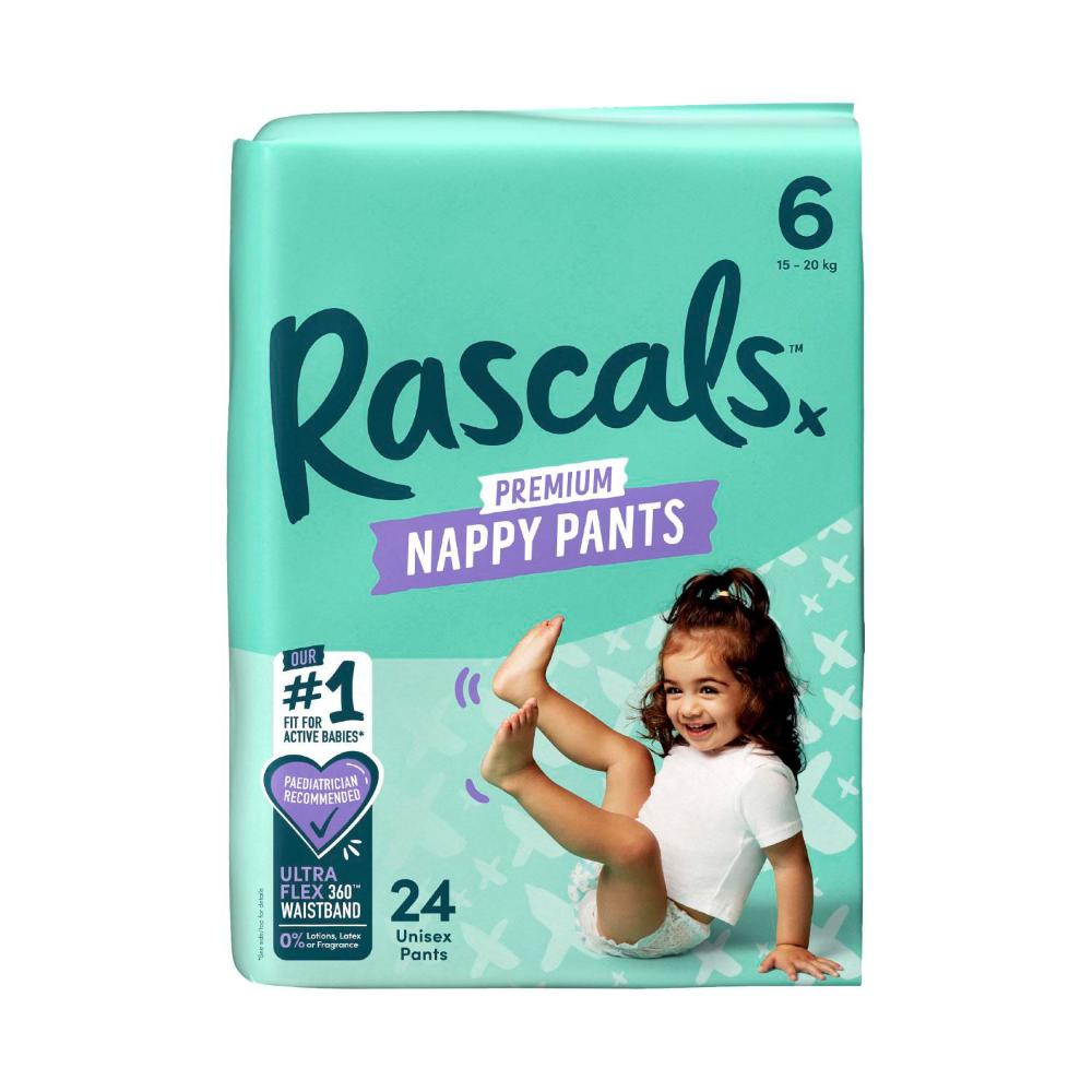 Rascals Premium Nappy Pants Size 6 (15-20kg) - 24 Pack