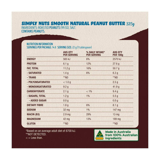 Bega Simply Nuts Smooth Peanut Butter - 325g